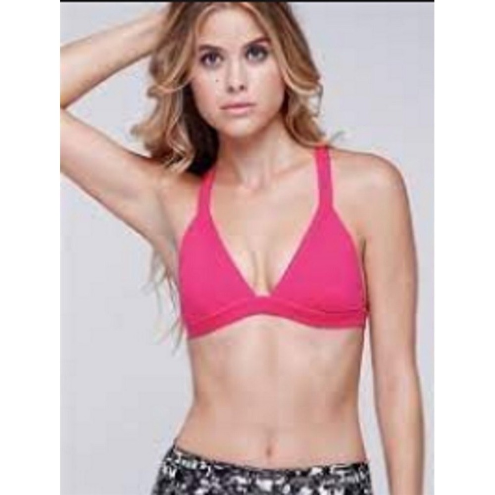 NWT Kos USA L High Performance Cross Back Dance Sports Bra 8210 Pink #96447
